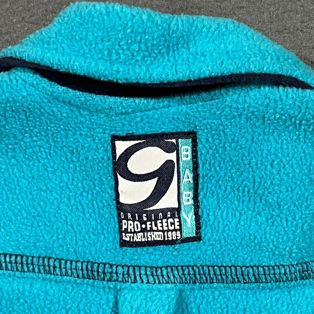 VTG Baby Gap Fleece Bodysuit Jumpsuit Teal Blue Size L 12 18 Months Snap Closure